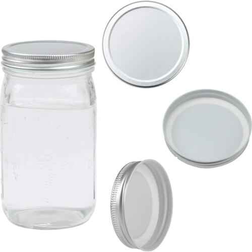 12pcs Reusable Mason Jar Lids Wide Mouth Leak-Proof Seal Lid For Canning Jars Silver Mason Jar Glass Lids Silver Mason Jar Cover