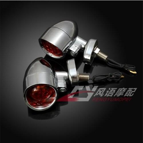 2PCS Motorcycle Turn Signals Flashing Light Metal 12V Universal Black Silver for Honda VLX400 600 Yamaha XV125 XV250 DS1100 BWS