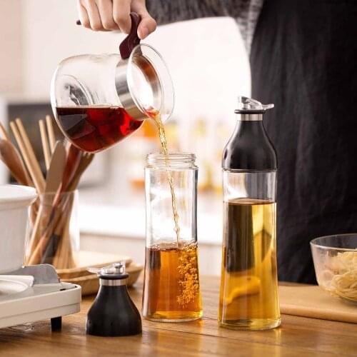600ML Leakproof Glass Oil Can Lecythus Large Oil Tank Kitchen Household Vinegar Pot Seasoning Soy Sauce Bottle