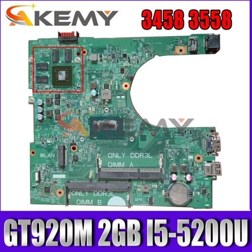 Akemy Brand NEW FOR Dell Inspiron 3458 3558 Motherboard GF920M 2GB I5-5200U 14216-1 1XVKN CN-0NWJK1 NWJK1 Mainboard 100% tested