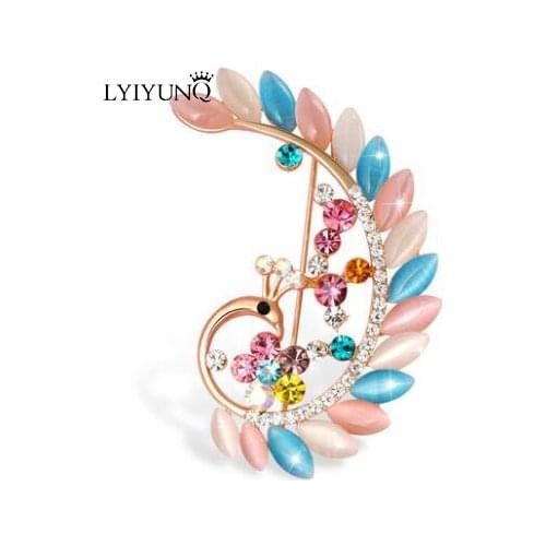 Bohemia Peacock Feather Brooches Pins For Women Clothes Accessories Costume Jewelry Fashion Classic Opal Brooch