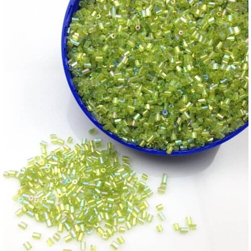 16g 1000pcs 2*3mm AB Light Green Transparent Tube Loose Spacer Beads Cezch Glass Seed Beads Handmade Jewelry DIY Garment Bead