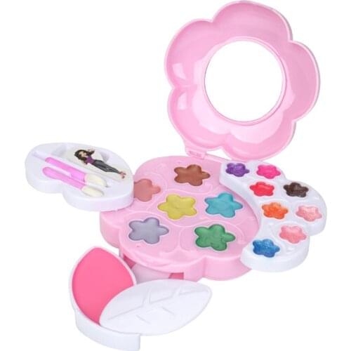 Children Girls Game Play Lip Gloss Eyeshadow Blush Makeup Box Cosmetics Toy Set