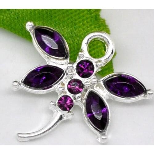 DoreenBeads Retail Silver Plated Rhinestone Dragonfly Charm Pendants 20x19mm,sold per pack of 10