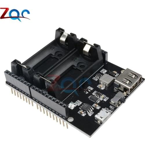 Dual 16340 Rechargeable Lithium Battery Shield Power Bank 5V GND Micro USB Charger Output Board For Arduino UNO R3 One Module