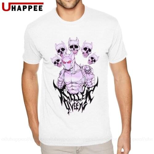 Oversized Jojos Bizarre Adventure Killer Queen Hilarious Tee Men Simple Design Short Sleeves Round Neck Graphic Tshirts