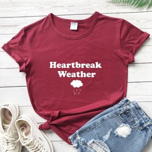 Heart break Weather 100% Cotton T-shirt Cute Women Graphic Tumblr Tee Top Funny Summer Short Sleeve Hipster Grunge Tshirt