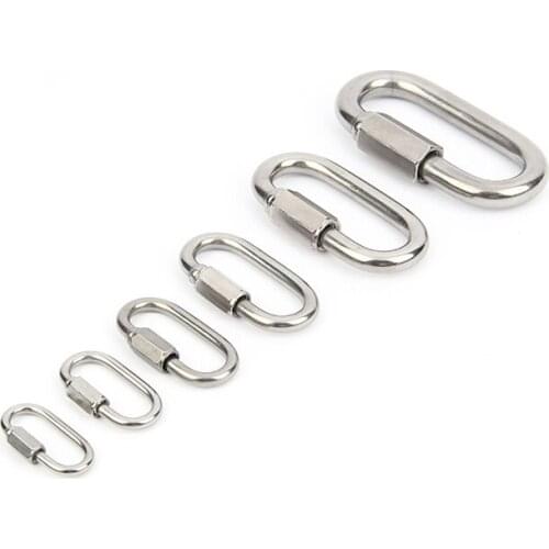 M3.5/4/6/8/10/12 304 Stainless Steel Chain Quick Link Marine Oval Thread Carabiner Chain Connector