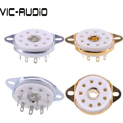 10PCS Ceramic Big 9Pin Vavle Tube Socket GZC9-L For EF50 EC52 TT12 EFF51 QE04 EF55 Vacuum Tube Amplifier Vintage Audio HIFI DIY