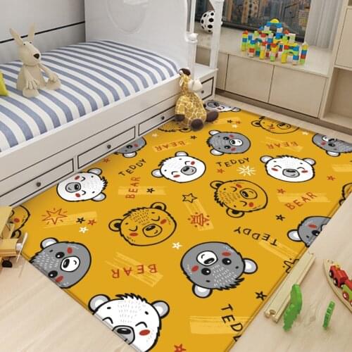 Tapis Salon Cute Animal Bear Rug Children Carpet Comfortable Decoration Carpet Non-Slip Children Flannel Carpet Baby Play Mat