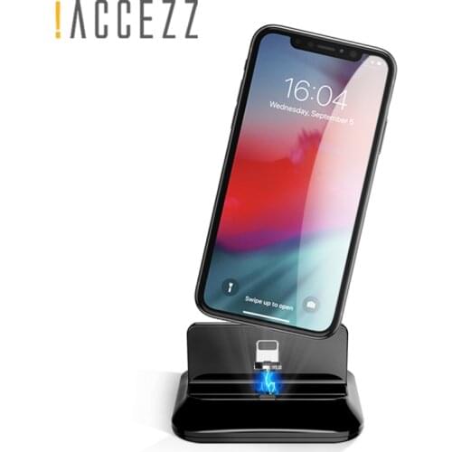 !ACCEZZ 2 in 1 Magnet Charger Holder Type-C Micro USB For iphone 8 X 7 Plus XS MAX XR Desktop Fast Charging For Samsung S9 S8 S7