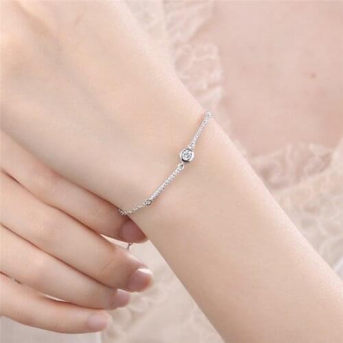 Fashion 925 Silver Girl Bracelet Jewelry Female Vintage Crystal Bracelet For Women Girlfriend Gift Shiny Stone Bracelets Female