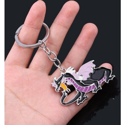 Movie Maleficent Dragon Keychain Keyring for Women Men Kids Christmas Gift Cosplay Jewelry