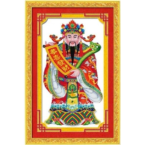 God of Wealth Stamped Cross Stitch Kit Embroidery needlework set
