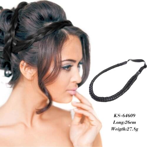 Neitsi Braided Headbands Fake Hair Plaited Hair Band Braiding Hair Accessories Synthetic Hair Extension Hairpiece For Girl Women