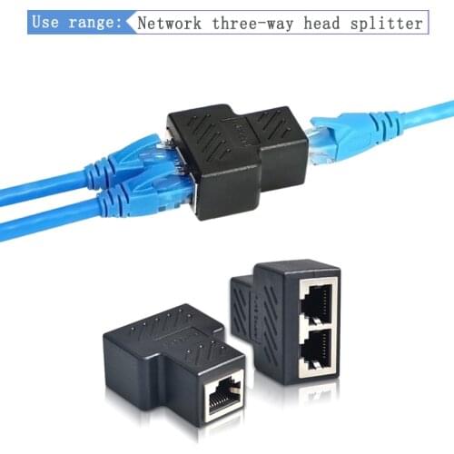 Gold-Plated RJ45 Cable Port Splitter 1 to 2 Adapter Connector CAT5 CAT6 LAN Ethernet Modular Splitter High Quality