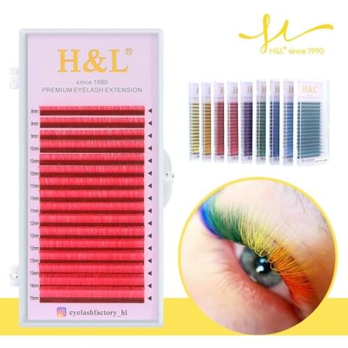 H&L 16 Lines Multi Colorful Eyelash Extension Soft Natural Beauty Silk Eye Lashes False Mink Makeup Graft Cilios Colored Eyelash