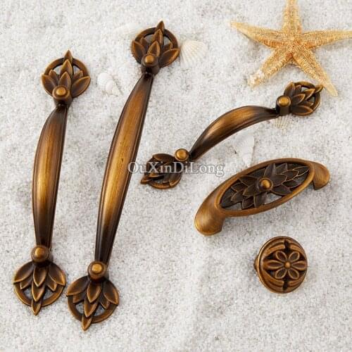 High Quality 20PCS European Carved Kitchen Door Furniture Handles Cupboard Wardrobe Drawer Wine Cabinet Pulls Handles and Knobs