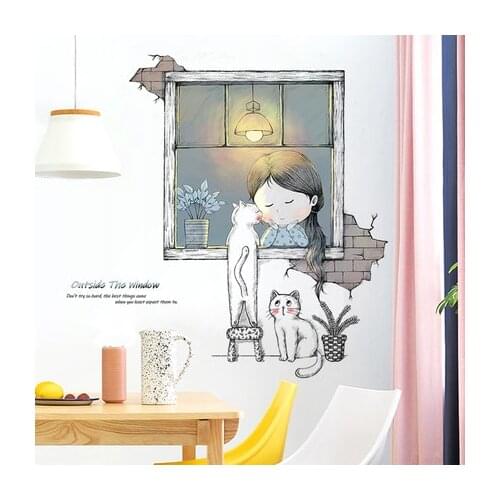 DIY False Window Wall Sticker Girl Room Bedroom Decoration Wall Decals Mural Adhesive Poster Wallpaper