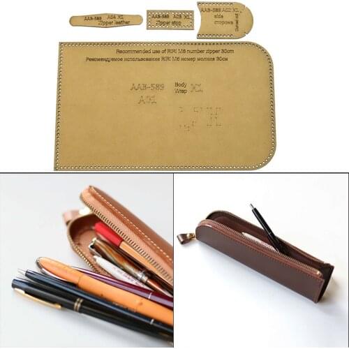 1Set DIY Kraft Paper Template New Fashion Zipper Pencil Case learning Tools Leather Craft Pattern DIY Stencil Sewing Pattern