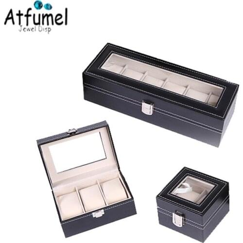 2/3/6 Grid Slots Watch box Convenient Glass Lid Watch Winder Jewelry Wrist Watches Case Holder Display Storage Box Organizer
