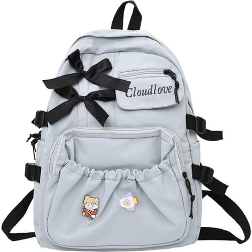 Schoolbag Female New Student Backpack Female Harajuku Style Lovely Bow Backpack Soft Lovely Girl Heart Shopping Bag Travel Bag