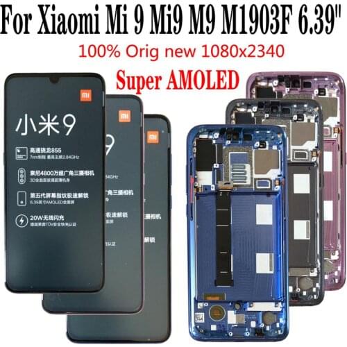 Shyueda 100% Orig New Super AMOLED 1080x2340 For Xiaomi Mi 9 Mi9 M9 M1902F1G 6.39" LCD Display Touch Screen Digitizer