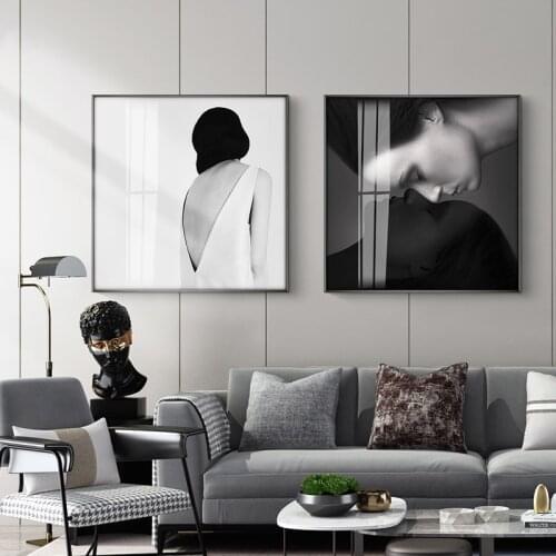 Modern Black White Beautiful Woman Canvas Painting Wall Art Nordic Posters and Prints Wall Pictures for Living Room Decoration