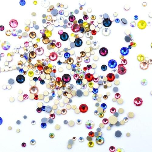 Swarovsky 6Grids Hotfix Shiny Rhinestone for Nail AB Color SS6-20 Glass Crystal Diamond Flat Back 3D Nail Art Decoration