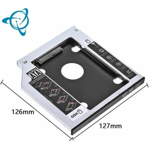 Shenyan Universal Aluminum 2nd HDD Caddy 9.5 12.7mm SATA 3.0 Hard Disk Drive Box Optibay Enclosure 2.5 SSD For Laptop DVD-ROM