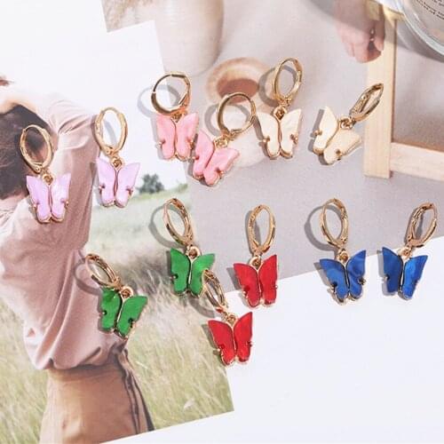 Bohemia INS Multilayer Monolayer Stereo Decorated Temperament Chain Small Colorful Butterfly Tassel Pendant Necklace Earrings