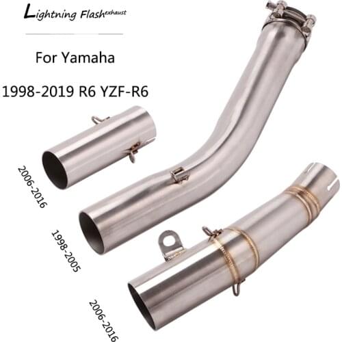 51/61mm Mid Pipe for 1998-2019 Yamaha R6 YZF-R6 Motorcycle Stainless Steel Exhaust Pipe Slip On Rear Escape Middle Link Pipe