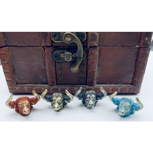 1PC Long Horn Bull Head Hand-Casted Paracord Bead Lanyard Bead Brass Charms EDC Accessories for Keychain Pendant,Knife Lanyard