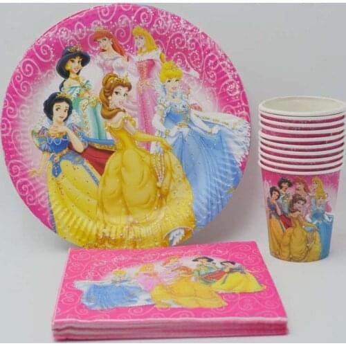 40pc Ariel/Snow White/Belle/Cinderella/Jasmine/Aurora Princess Plate Cup Napkin Birthday Party Supplies Decoration