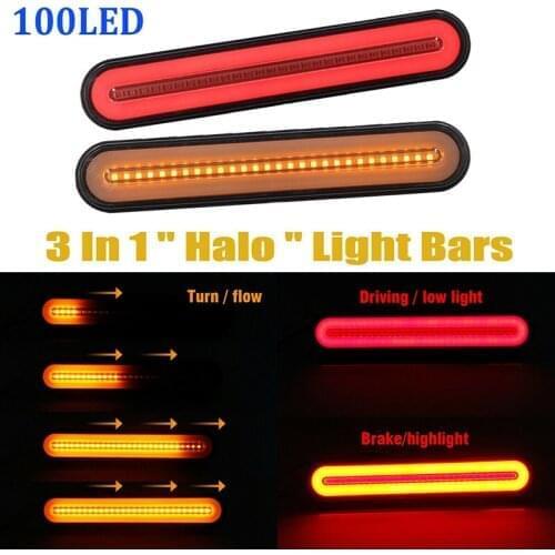 2Pcs Super Bright Trailer Stop Tail Lights 3 In 1Neon Lamp LED RV Trailer Stop Flowing Turn Signal Brake Rear Tail Light 12-24V