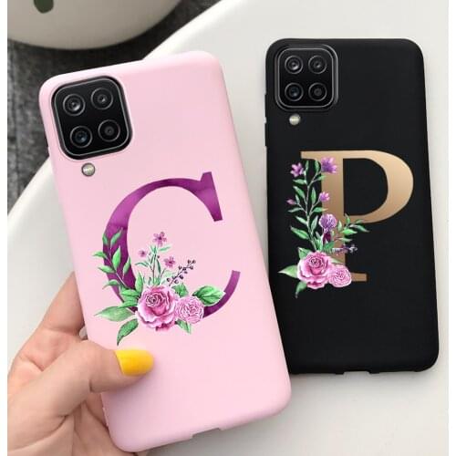 26 Alphabet Letter Phone Case For Samsung Galaxy A12 Case 6.5" Black Silicone Soft Back Cover For Samsung A12 A 12 SM-A125F 2020