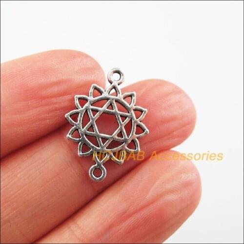 35 New Star Flower Charms Tibetan Silver Color Yoga Connectors 15x20mm