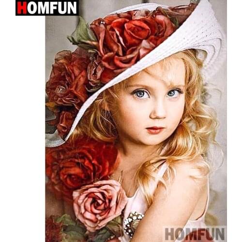 HOMFUN Full Square/Round Drill 5D DIY Diamond Painting "Flower beauty" Embroidery Cross Stitch 5D Home Decor A00562