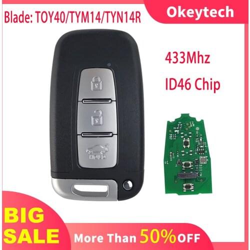 OkeyTech 433Mhz Car Remote Smart Key for HYUNDAI I30 I45 Ix35 Genesis Equus Veloster Tucson Sonata Elantra For Kia ID46 Chip