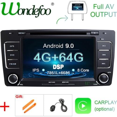 DSP 2 DIN Android 9.0 IPS 4G 64G CAR GPS For SKODA Octavia 2009 2010 2011 2012 2013 DVD PLAYER radio navigation tape recorder PC