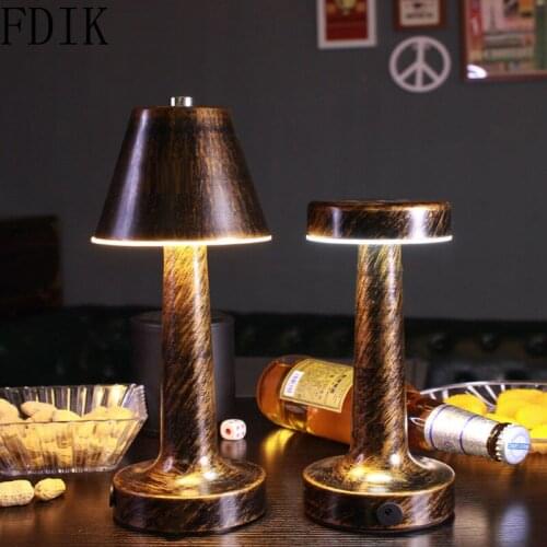 Retro Bar Table Lamp Led Rechargeable Lamps Portable Desk Light Home Decor Night Lights for Bar Coffee KTV Restaurant Lighting