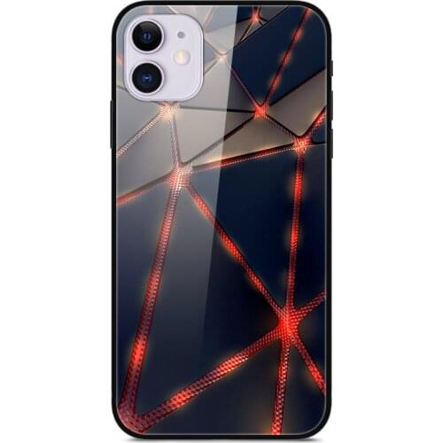 For Apple iPhone 12 Phone Case Tempered Glass Case Back Cover With Black Silicone Bumper Series 2