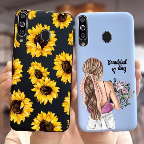 Cute Sunflower Case For Samsung Galaxy M30 M20 M10 Silicone Soft TPU Back Cover For Samsung M 10 20 30 M305F Phone Cases Housing