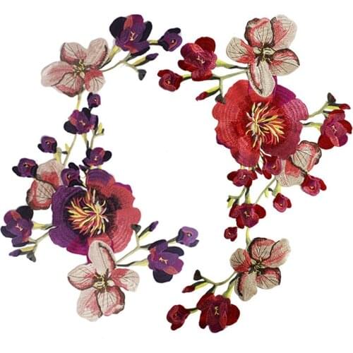 Flower 2pcs/set big applique patches for clothing fabric patch sewing accessories fashion parches bordados embroidered patches