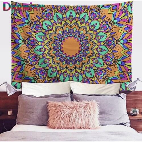 DARMIAN Psychedelic Mandala Design Tapestry Wall Hanging Room Decor Hippie Tapestries Home Living Room Decoration Accessories