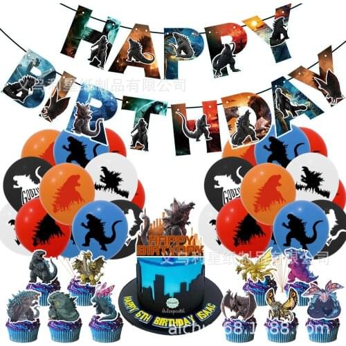Godzilla Dinosaur Monster Theme Childrens Birthday Party Party Decoration Halloween Decoration Birthday Decoration Balloons