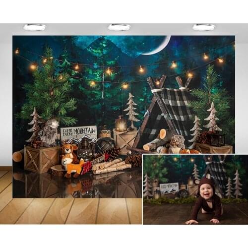 Camping Newborn Children Birthday Photography Backdrop Tent Jungle Forest Newborn Portrait Photo Background Photocall Props
