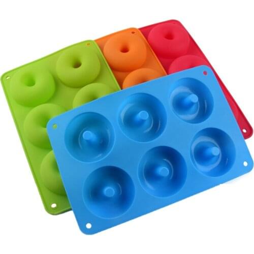 6-Cavity Donut Mold DIY Cake Mould Kitchen Tool Chocolate Biscuit Cake Mold Non-Stick Candy 3D Mold Silicone Donut Baking Pan