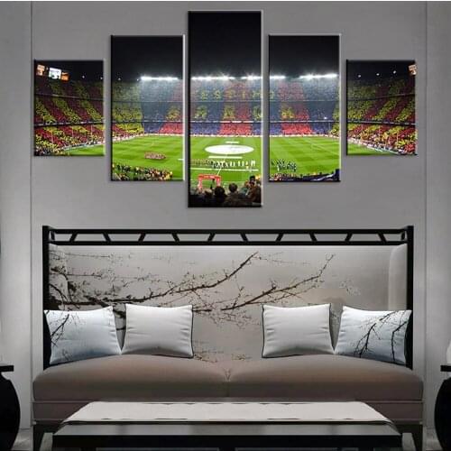 Canvas Art Painting For Living Room Wall Decor 5Pcs Gymnasium Spain Fc Barcelona Sport Football Pitch Soccer Field Print Picture