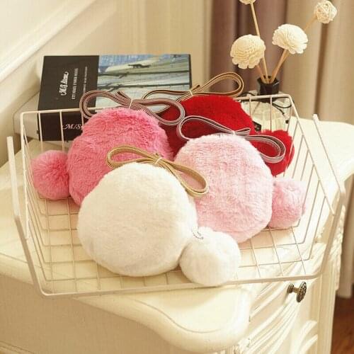 PUDCOCO New Cross Body Plush Purse For Women Small Girls Shoulder Bag Mini Hair Bulb Bag